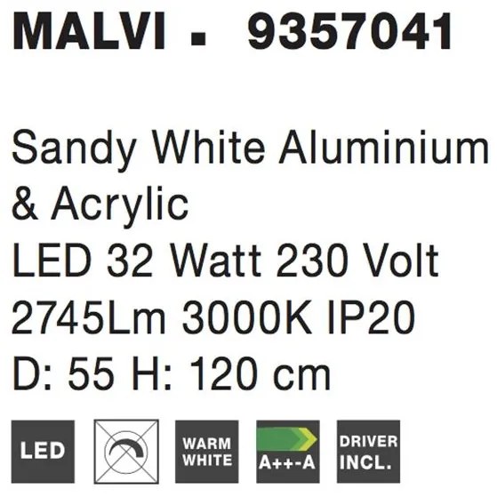 Lustra suspendata LED design modern Malvi, alb NVL-9357041