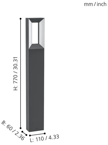 Lampă LED de exterior RIFORANO 2xLED/5W/230V IP44 77 cm Eglo 98728