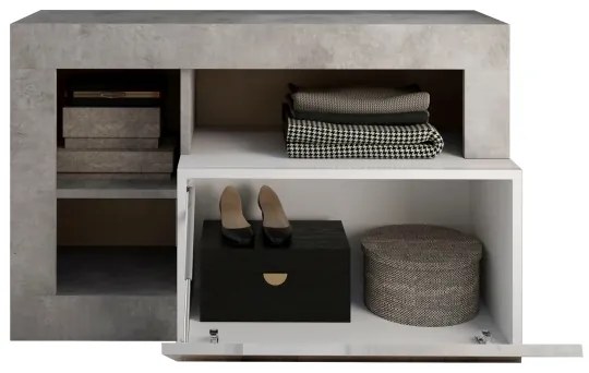 Bancă LENOR, beton, alb/gri