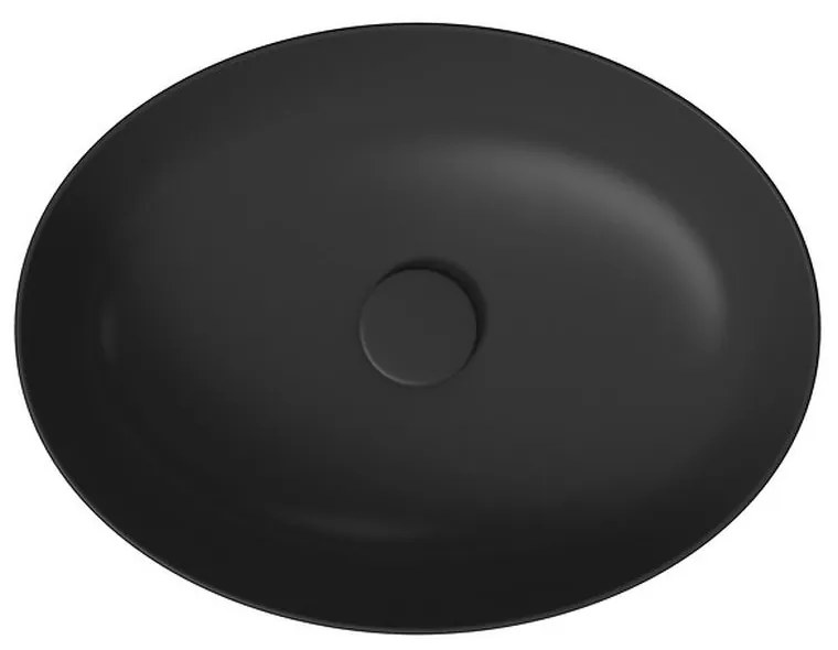 Lavoar pe blat antracit mat 50 cm, oval, Cersanit Larga Antracit mat