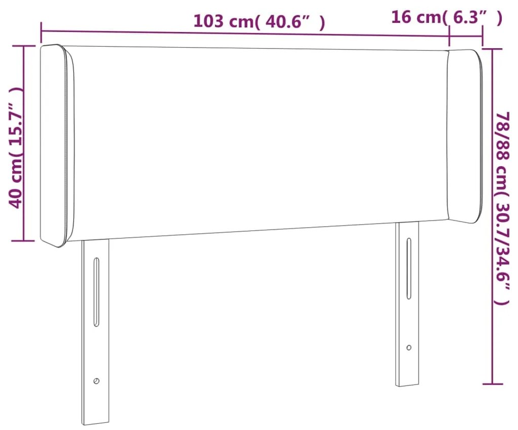 Tablie de pat cu LED, roz, 103x16x78 88 cm, catifea 1, Roz, 103 x 16 x 78 88 cm