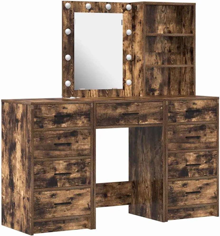 vidaXL Masă de Machiaj 3 pcs Maro 40 x 41 x 135 cm Lemn compozit