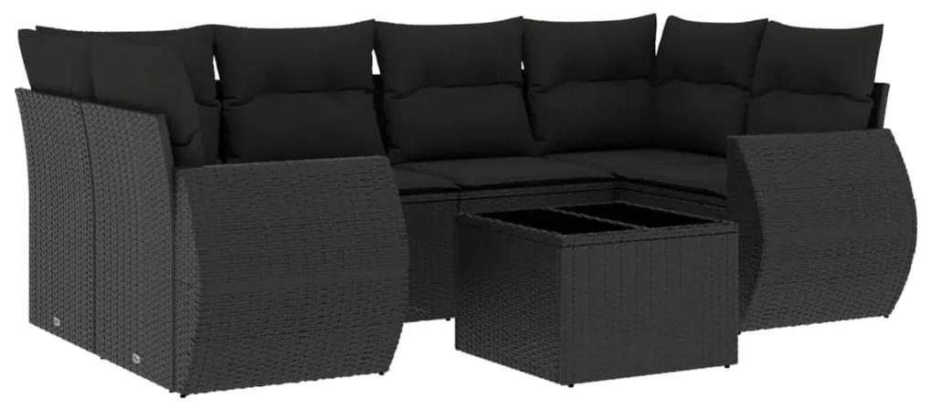3253452 vidaXL Set canapele de grădină cu perne, 7 piese, negru, poliratan