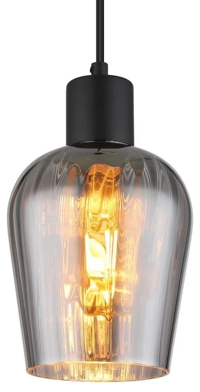 Pendul design modern RYAN negru/fumuriu