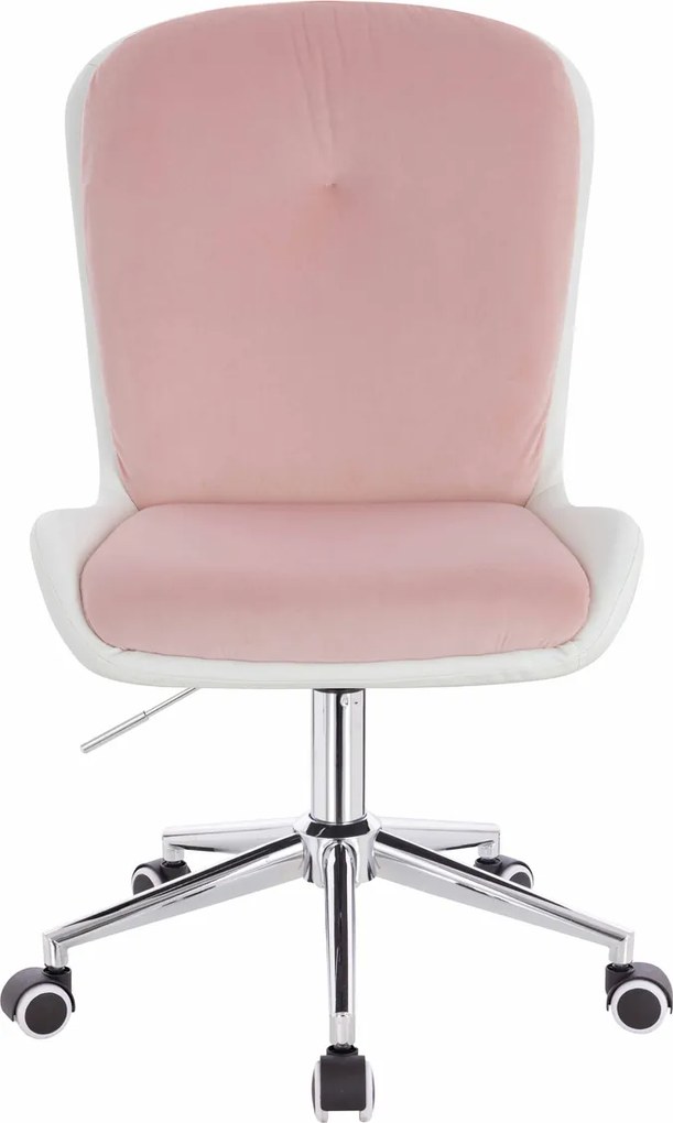 HR690K Scaun Velvet&amp;soft Piele Pu Roz Pudră/Alb Bază Cromata