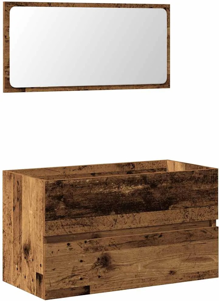 vidaXL Dulap de baie cu oglindă Lemn vechi Lemn prelucrat