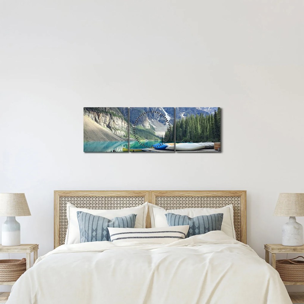 Tablou - Moraine Lake (cu ceas) (90x30 cm)