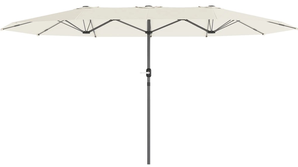 Outsunny Umbrelă dublă 436 x 260 cm, Protecție UV, Umbrelă de oțel cu manivelă, Ovală Bej | Aosom Romania