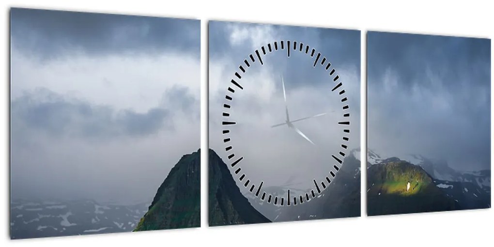 Tablou cu munți (cu ceas) (90x30 cm)