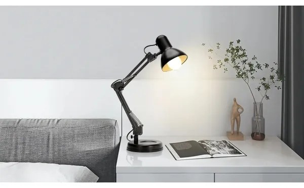 Lampă de masă 2 în 1 Aigostar 1xE27/40W/230V negru