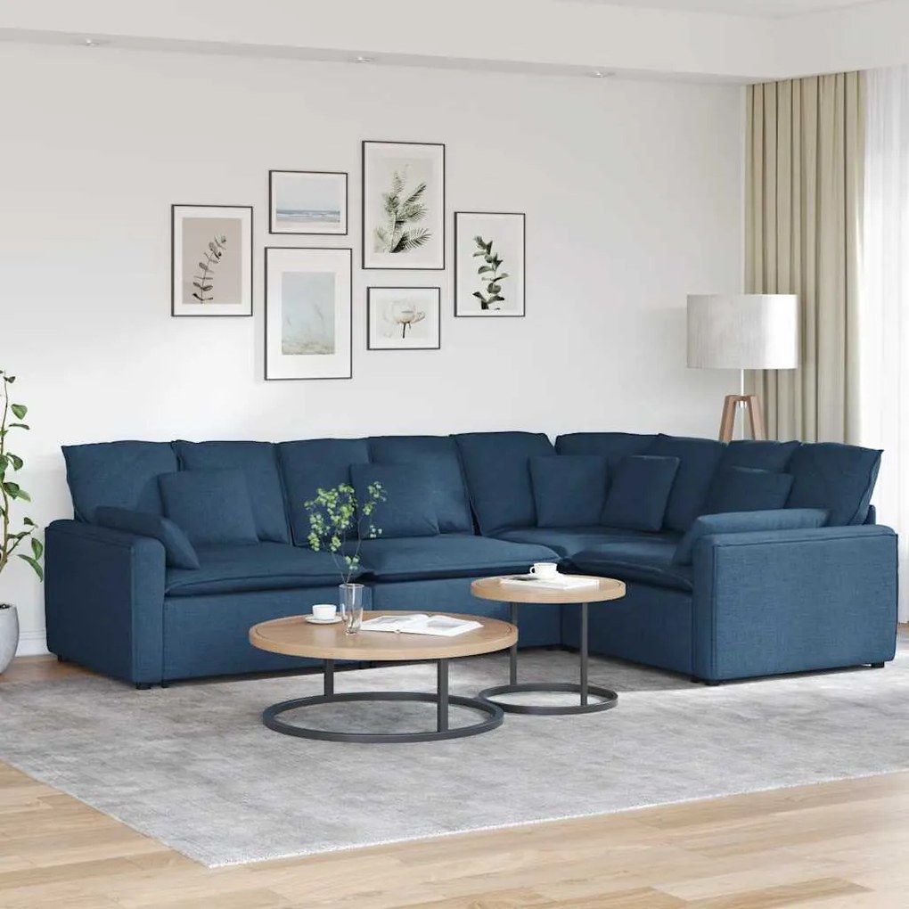 vidaXL Canapea modulară cu perne, albastru, textil