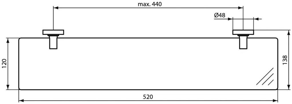 Etajera sticla Ideal Standard IOM 52 cm, negru mat - A9124XG