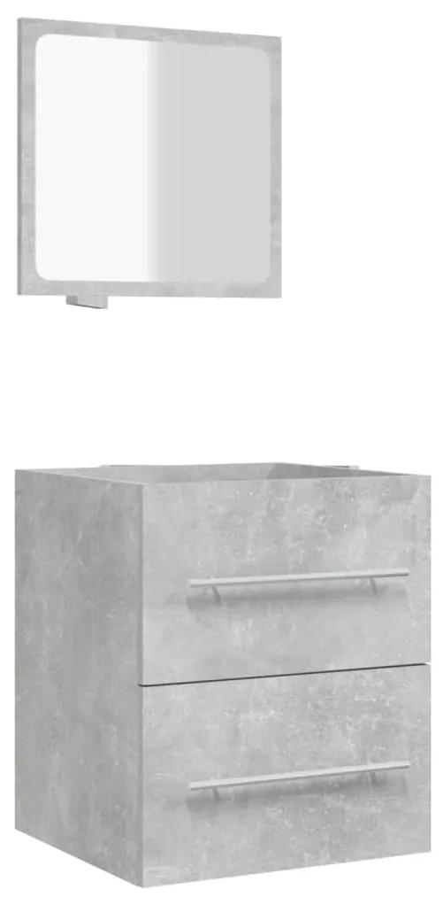 Dulap de baie cu oglinda, gri beton, 41x38,5x48 cm Gri beton, 1