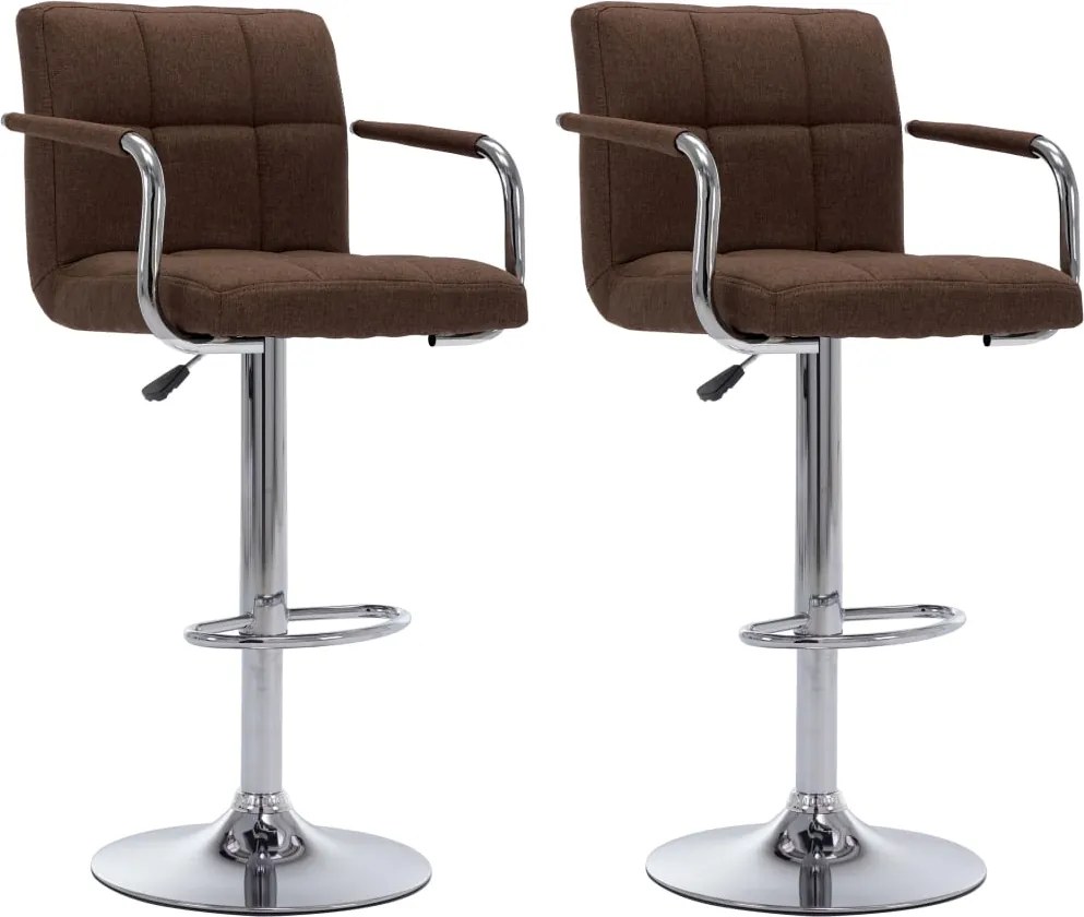 vidaXL Scaune de bar, 2 buc., maro, material textil