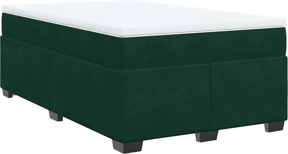 vidaXL Pat box spring cu saltea, verde închis, 120x200 cm, catifea