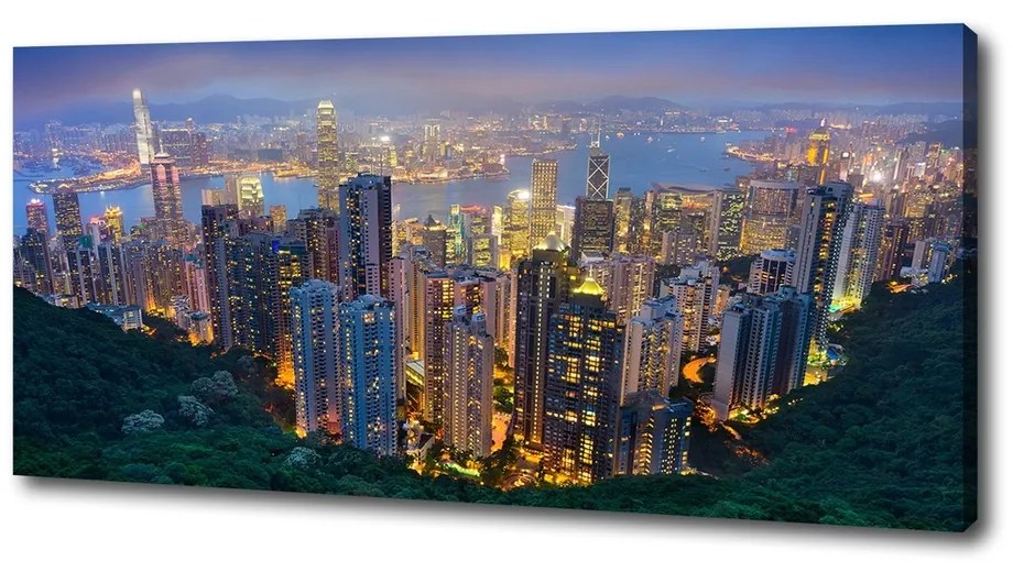 Print pe canvas Hong kong pe timp de noapte