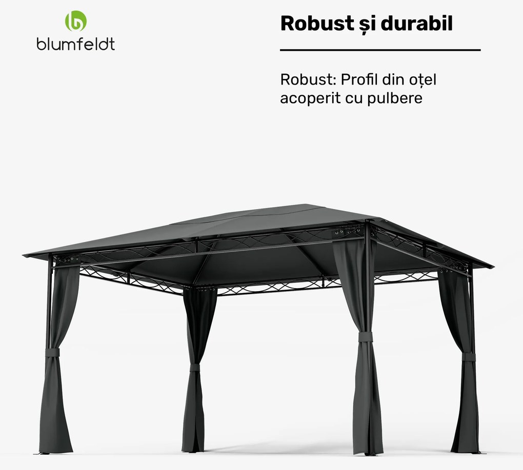 Blumfeldt Foișor Mondo 3x4 cu cadru metalic și 4 pereți laterali