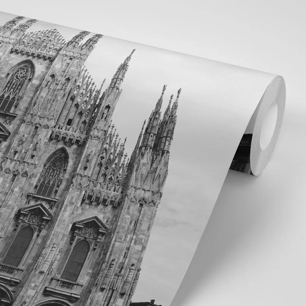 Fototapet autoadeziv catedrala din Milano în alb-negru