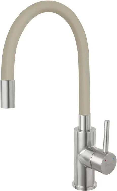 Baterie bucatarie cu pipa flexibila Ferro Zumba bej - inox
