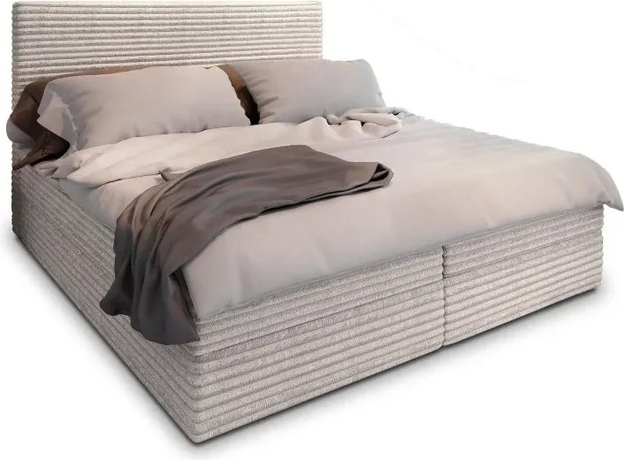 OFERTA Pat tapițat boxspring ISPIRA 140x200 cm crem II. calitate Saltele: Saltea cu arcuri Bonell