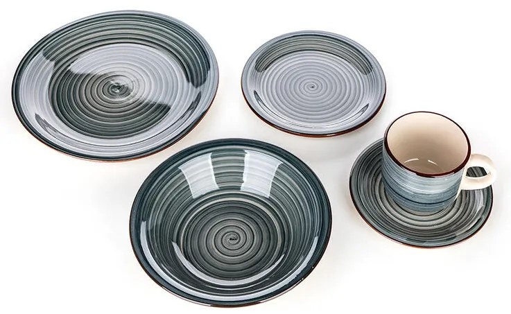 Set de masă ceramic SPIRAL BLUE 30 piese