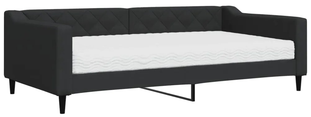 3197415 vidaXL Pat de zi cu saltea, negru, 100x200 cm, textil