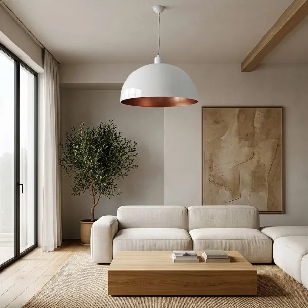 Brilagi - Lustru LED suspendat pe cablu METALO 1xE27/40W/230V Ø 60 cm alb/cupru