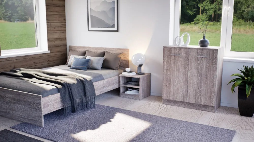 Comodă Miami cu 2 uși 80x92 cm stejar York-stejar York