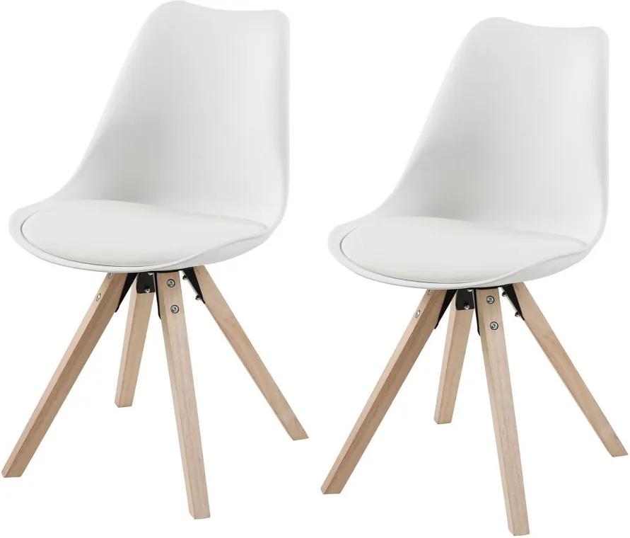 Set de 2 scaune Aledas I alb cu picioare din lemn de stejar
