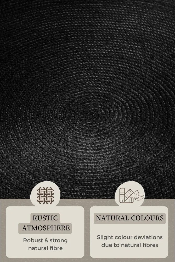Covor negru reversibil/țesut manual rotund din iută ø 140 cm Braided – Hanse Home