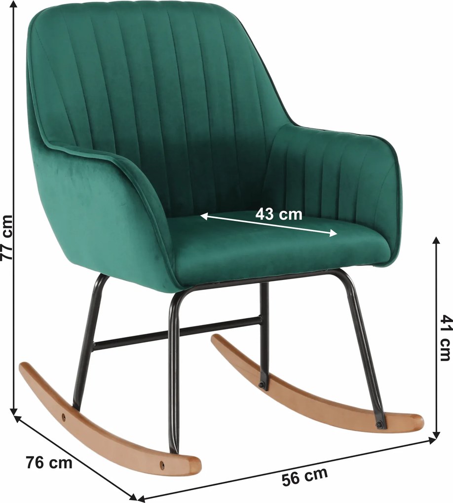Fotoliu balansoar, catifea Velvet verde, TARAM