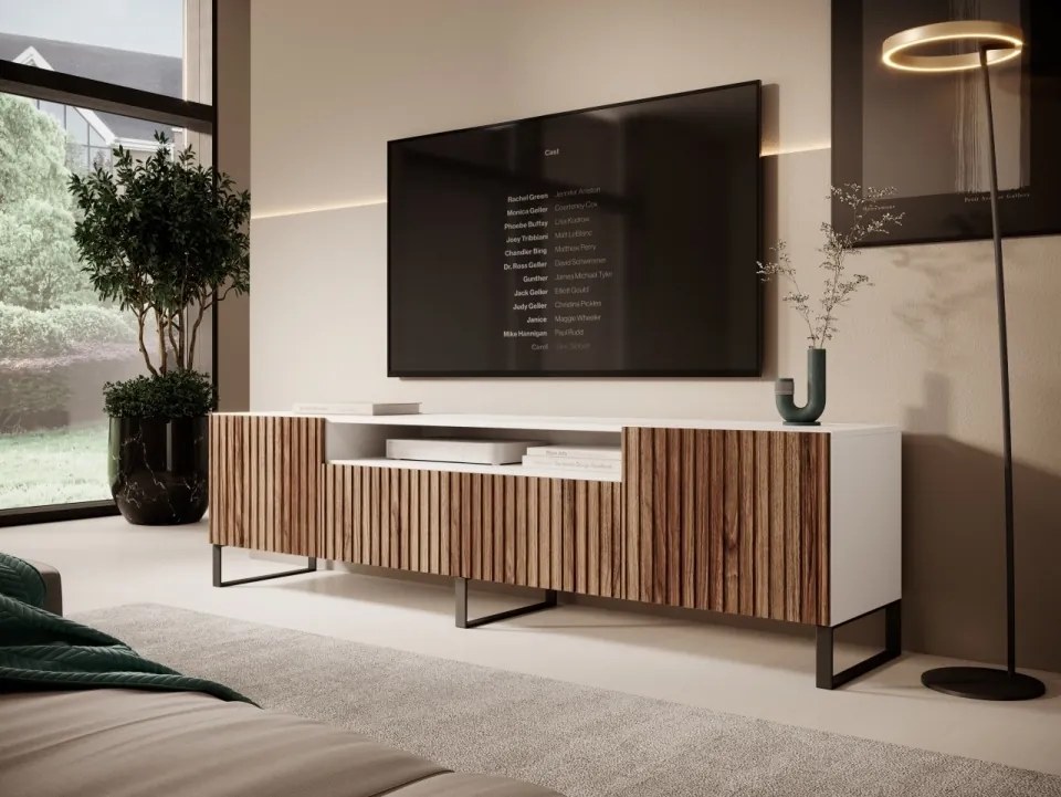 Comodă TV, 200x41x53 cm, Miro, ADRK Furniture (Culoare: Negru / Catania)