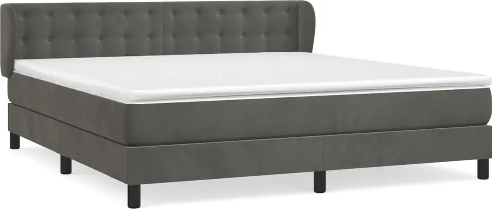 vidaXL Pat box spring cu saltea, gri închis, 180x200 cm, catifea