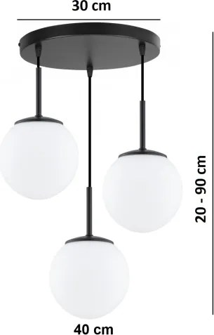 Brilagi - Lustră pe cablu MILO 3xE27/60W/230V neagră