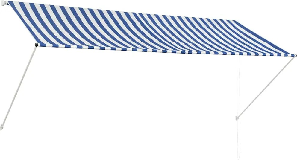 vidaXL Copertină retractabilă, albastru și alb, 300 x 150 cm