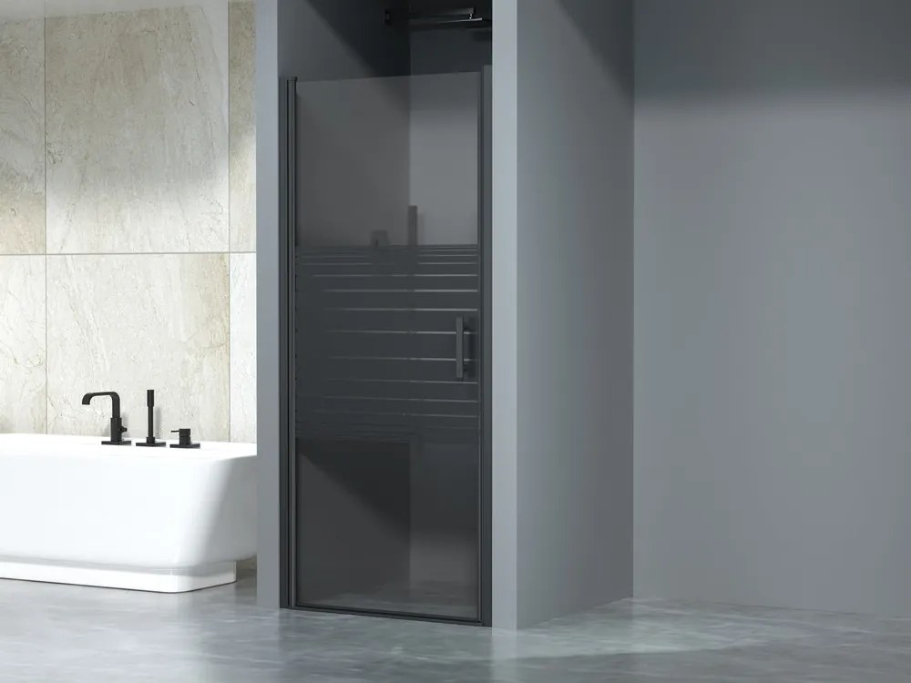 Madeira Black Pattern 90 ușă de duș care se deschide, 190cm, 6mm