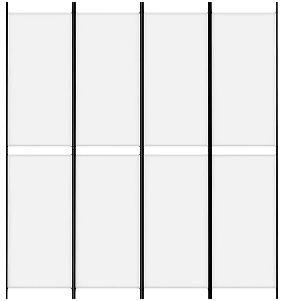 Paravan de camera cu 4 panouri, alb, 200x220 cm, textil Alb, 200 x 220 cm, 1