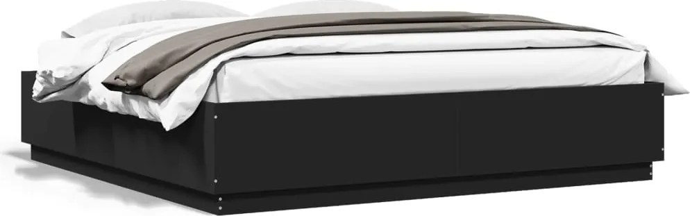 vidaXL Cadru de pat, negru, 200x200 cm, lemn prelucrat
