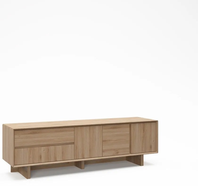 Comodă TV în culoare naturală cu aspect de lemn de stejar 180x55x45 cm Carpi – Marckeric