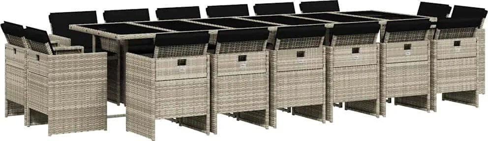 vidaXL Set mobilier de grădină cu perne 17 piese gri deschis poliratan