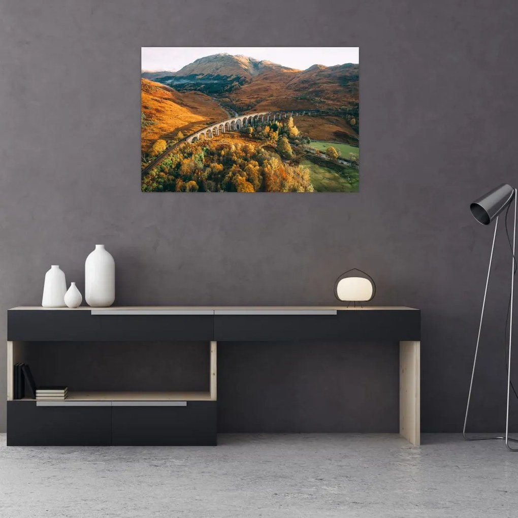 Tablou cu pod în valea din Scoția (90x60 cm)