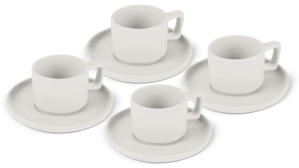 Set 4 cani cu farfurii espresso Sahara Berlinger Haus BH 10015, ceramica, crem