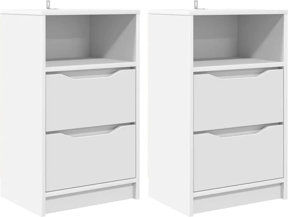 vidaXL Mese de noptieră 2 pcs Alb 40 x 30 x 467 cm Lemn compozit