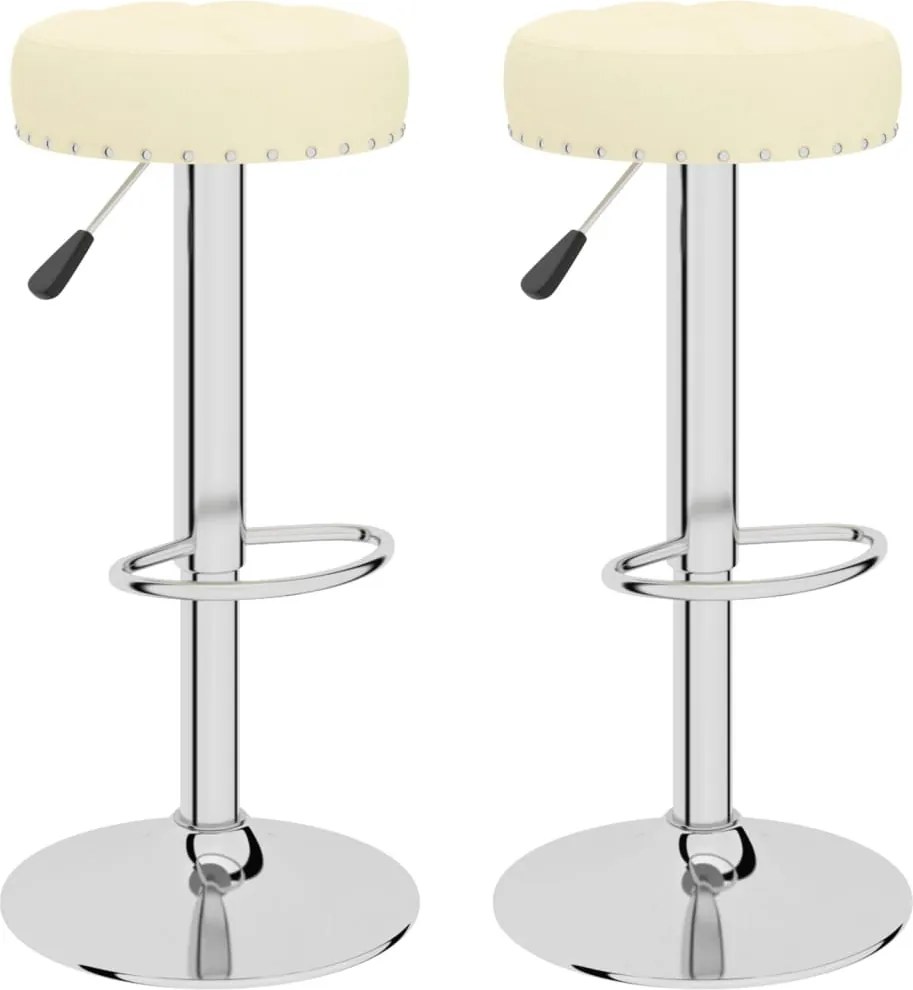 vidaXL Scaune de bar, 2 buc., crem, material textil