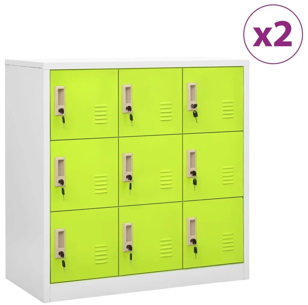 vidaXL Dulapuri vestiar 2 buc. gri deschis și verde 90x45x92,5 cm oțel