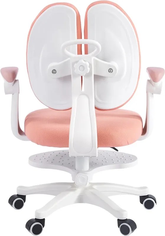 Scaun ergonomic pentru copii, spatar reglabil, suport picioare reglabil, rotativ, Roz