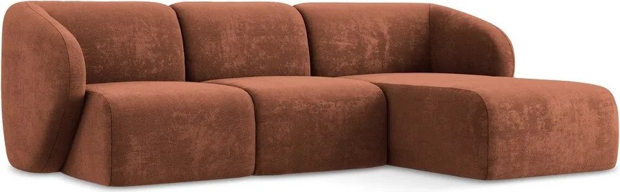 Colțar teracotă cu tapițerie din chenille (cu colț pe partea dreaptă/cu șezlong) Lani – Makamii