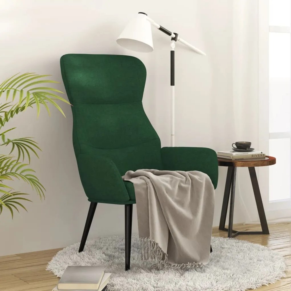 vidaXL Scaun de relaxare, verde închis, material textil