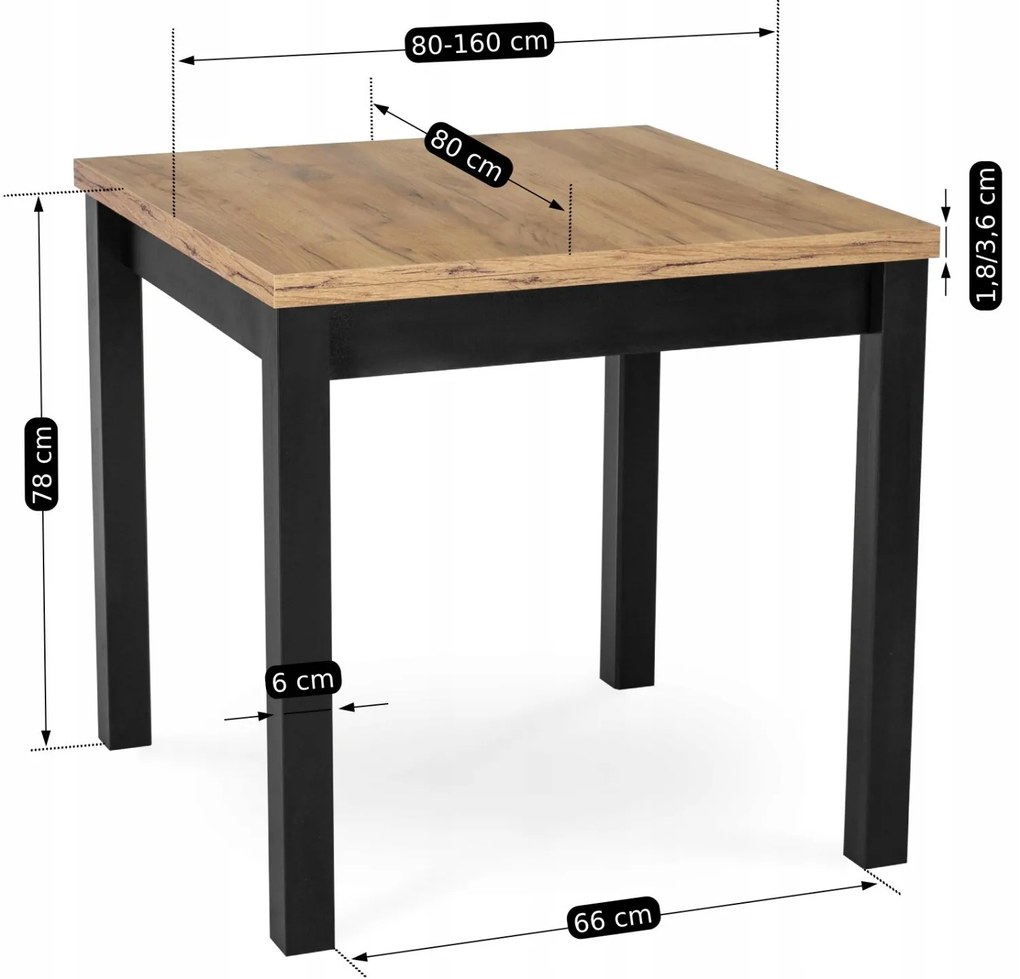 JAKS Masă extensibilă 80 - 160cm Max stejar craft 2/2