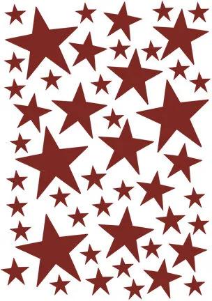 Sticker rosu pentru perete Mini Stars Red Ferm Living